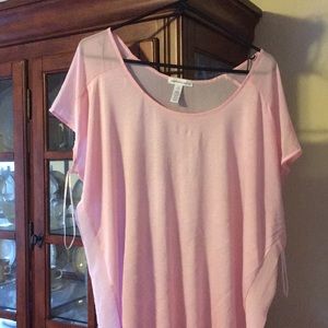 Sheer baby pink top. Plus size.